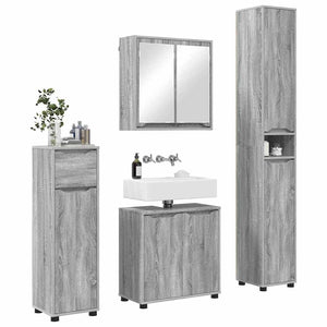 Badmöbel Set mit Regal, Grau Sonoma