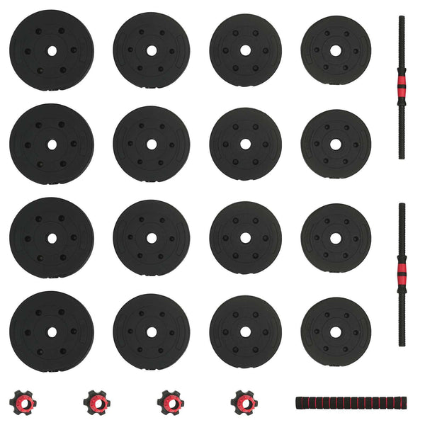 30kg Hantelset Schwarz/Rot