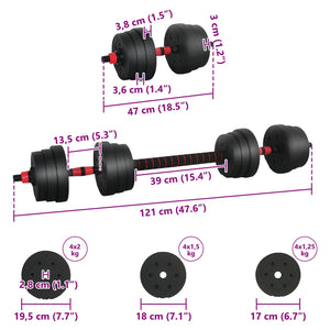 30kg Hantelset Schwarz/Rot