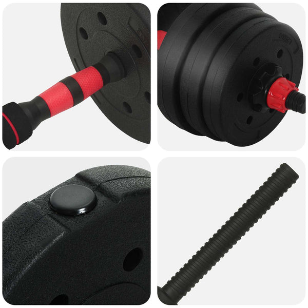 30kg Hantelset 4-in-1 Schwarz/Rot
