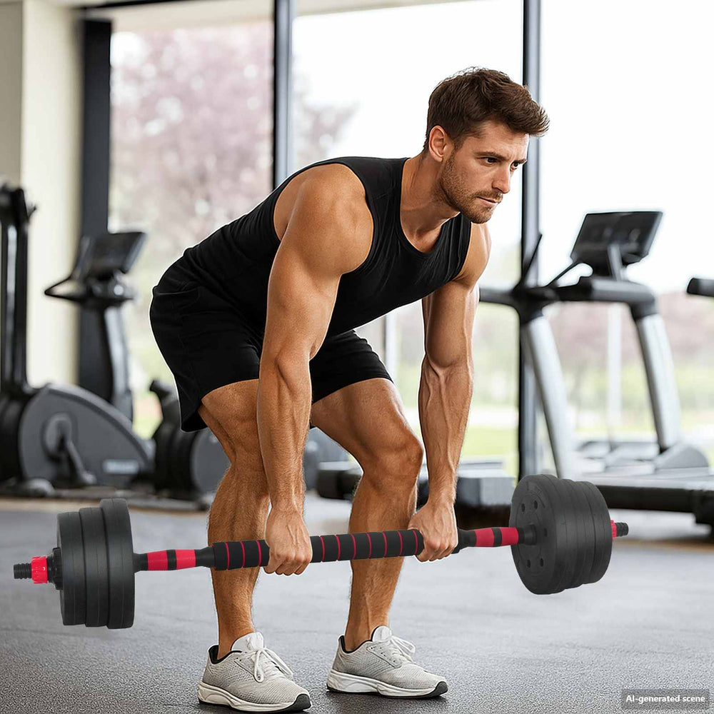 30kg Hantelset 4-in-1 Schwarz/Rot