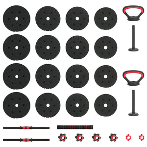 30kg Hantelset 4-in-1 Schwarz/Rot