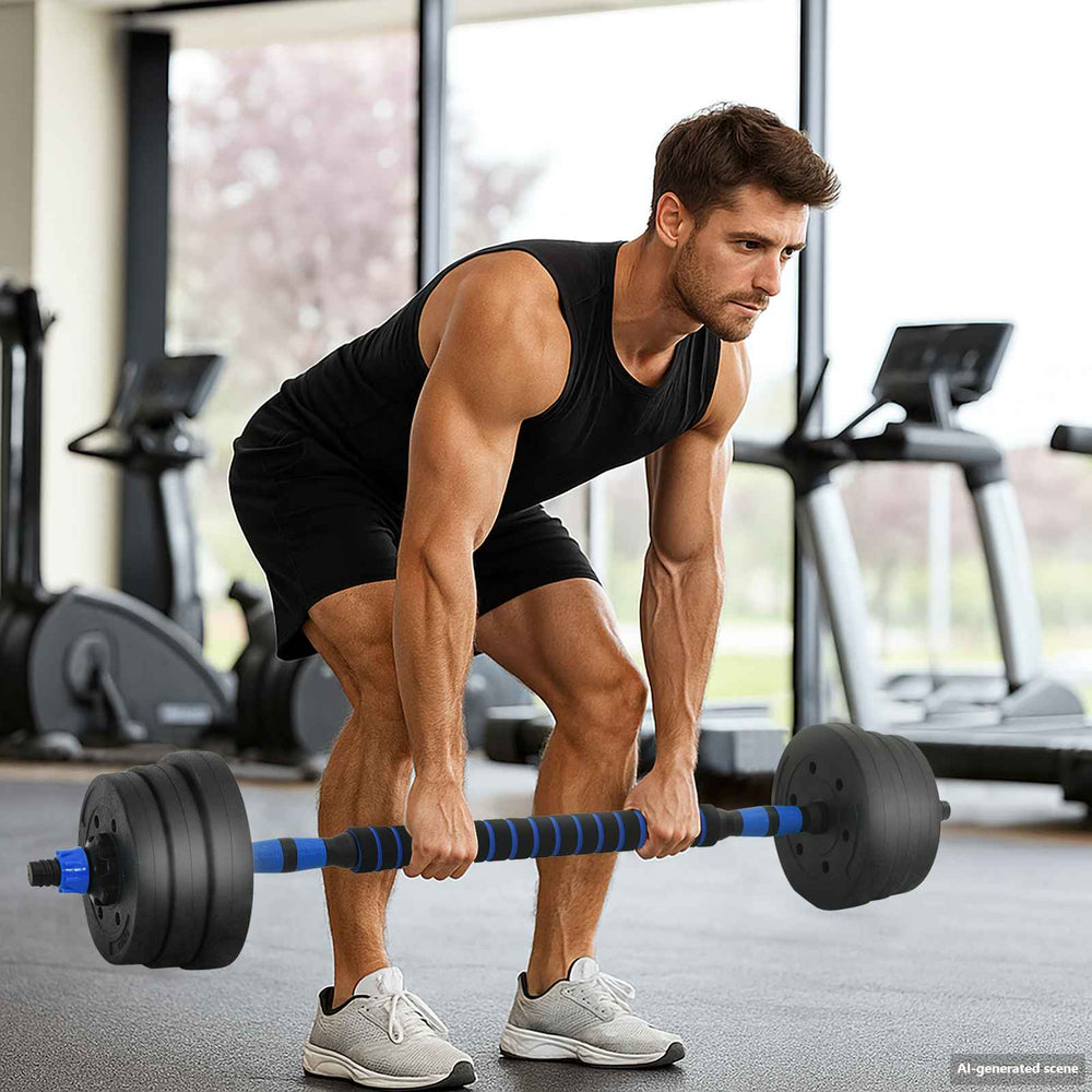 30kg Hantelset 4-in-1, Schwarz/Blau