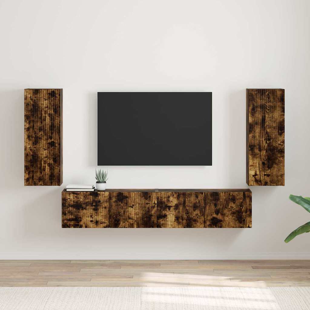vidaXL TV Wall Cabinet 2 pcs Smoked Oak 30 x 31 x 80 cm
