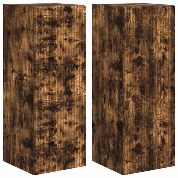 vidaXL TV Wall Cabinet 2 pcs Smoked Oak 30 x 31 x 80 cm