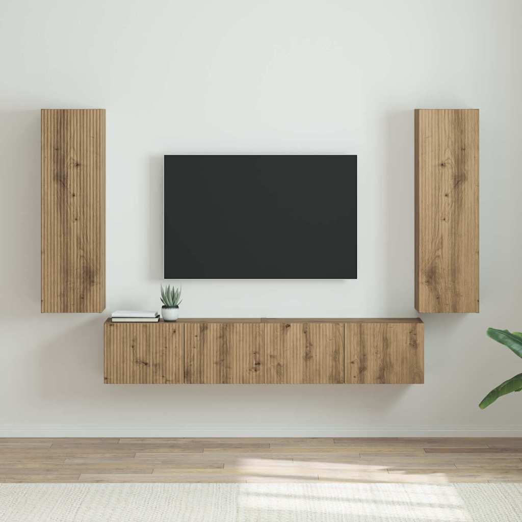 vidaXL TV Wall Cabinet 2 pcs Artisan Oak 30 x 31 x 100 cm
