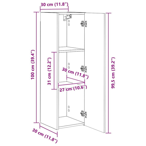 vidaXL TV Wall Cabinet 2 pcs Artisan Oak 30 x 31 x 100 cm