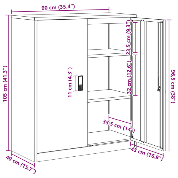 vidaXL Storage Cabinet Anthracite 90 x 40 x 105 cm Steel