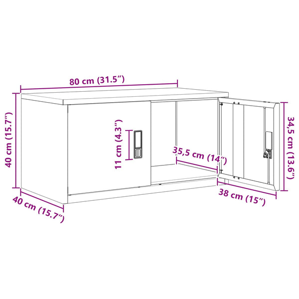 vidaXL Storage Cabinet Pink 80 x 40 x 40 cm Steel