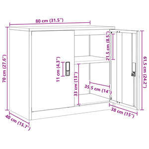 vidaXL Storage Cabinet Anthracite 80 x 40 x 70 cm Steel