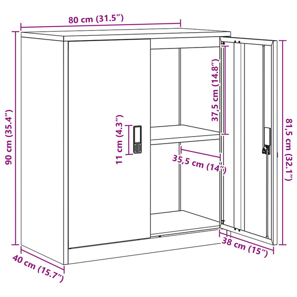 vidaXL Storage Cabinet Anthracite 80 x 40 x 90 cm Steel
