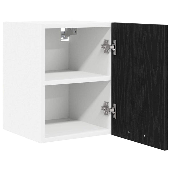vidaXL Wall Cabinet with Door Black Oak and White 30 x 31 x 40 cm