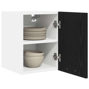 vidaXL Wall Cabinet with Door Black Oak and White 30 x 31 x 40 cm
