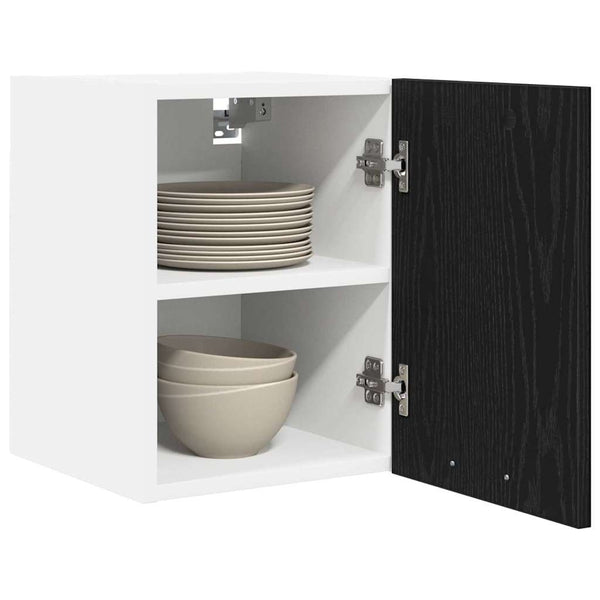 vidaXL Wall Cabinet with Door Black Oak and White 30 x 31 x 40 cm