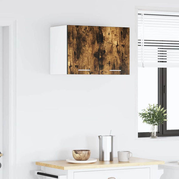 vidaXL Wall Cabinet 2 pcs Smoked Oak and White 30 x 31 x 40 cm