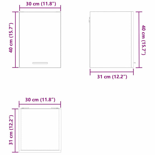 vidaXL Wall Cabinet 2 pcs Smoked Oak and White 30 x 31 x 40 cm