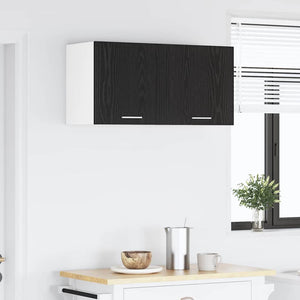 vidaXL Wall Cabinet with Door Black Oak and White 40 x 31 x 40 cm