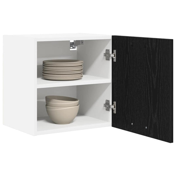 vidaXL Wall Cabinet with Door Black Oak and White 40 x 31 x 40 cm