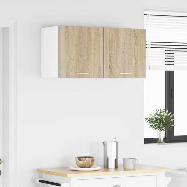 vidaXL Wall Cabinet with Storage Sonoma Oak and White 40 x 31 x 40 cm