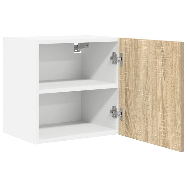 vidaXL Wall Cabinet with Storage Sonoma Oak and White 40 x 31 x 40 cm
