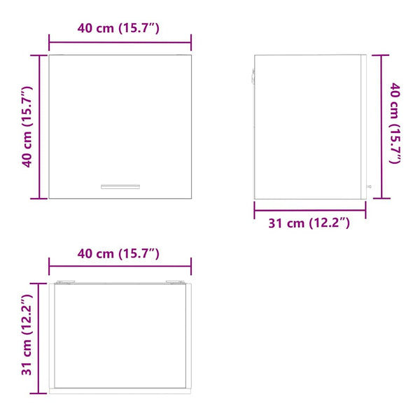 vidaXL Wall Cabinet 2 pcs Smoked Oak and White 40 x 31 x 40 cm