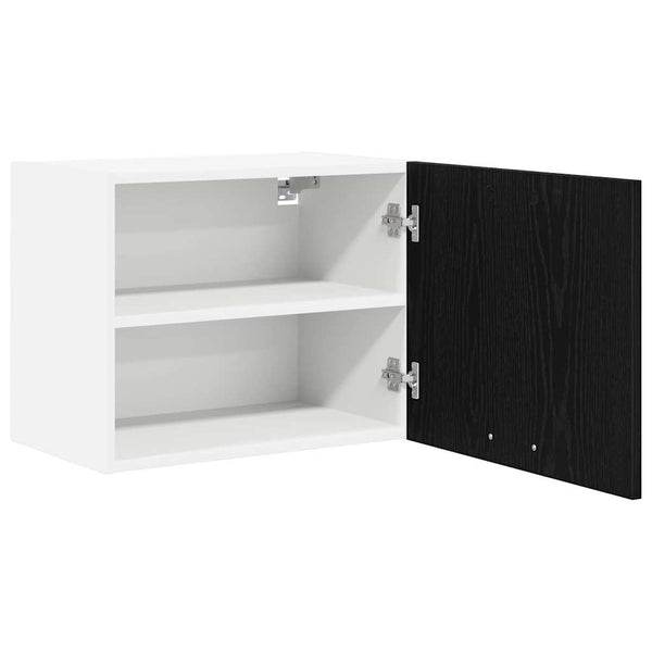 vidaXL Wall Cabinet with Door Black Oak and White 50 x 31 x 40 cm