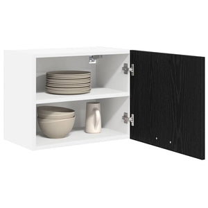 vidaXL Wall Cabinet with Door Black Oak and White 50 x 31 x 40 cm