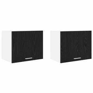 vidaXL Wall Cabinet 2 pcs Black Oak and White 50 x 31 x 40 cm