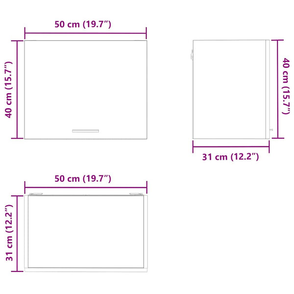 vidaXL Wall Cabinet 2 pcs Black Oak and White 50 x 31 x 40 cm