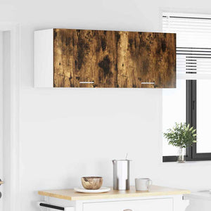 vidaXL Wall Cabinet with Door Smoked Oak and White 50 x 31 x 40 cm