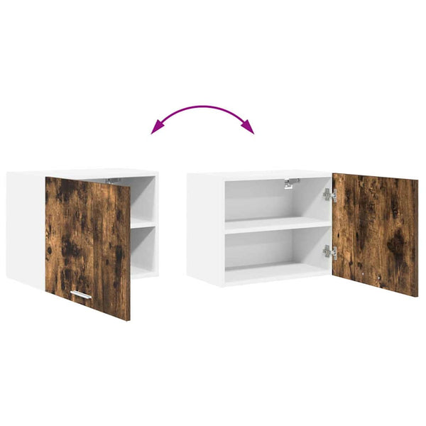 vidaXL Wall Cabinet with Door Smoked Oak and White 50 x 31 x 40 cm