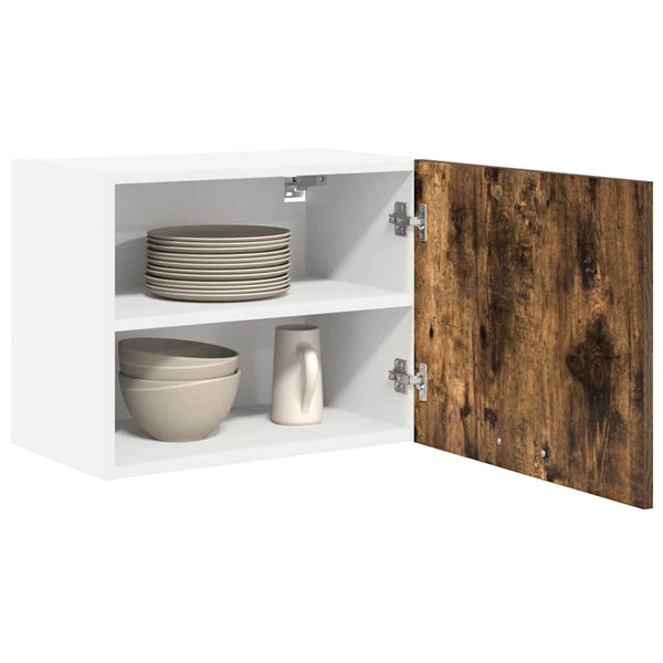 vidaXL Wall Cabinet with Door Smoked Oak and White 50 x 31 x 40 cm