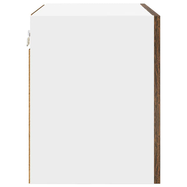 vidaXL Wall Cabinet with Door Smoked Oak and White 50 x 31 x 40 cm