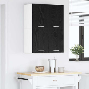 vidaXL Wall Cabinet with Door Black Oak and White 60 x 31 x 40 cm