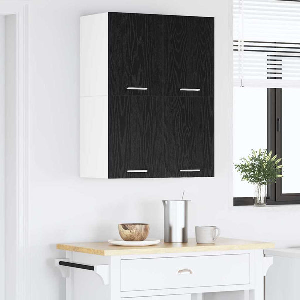 vidaXL Wall Cabinet with Door Black Oak and White 60 x 31 x 40 cm