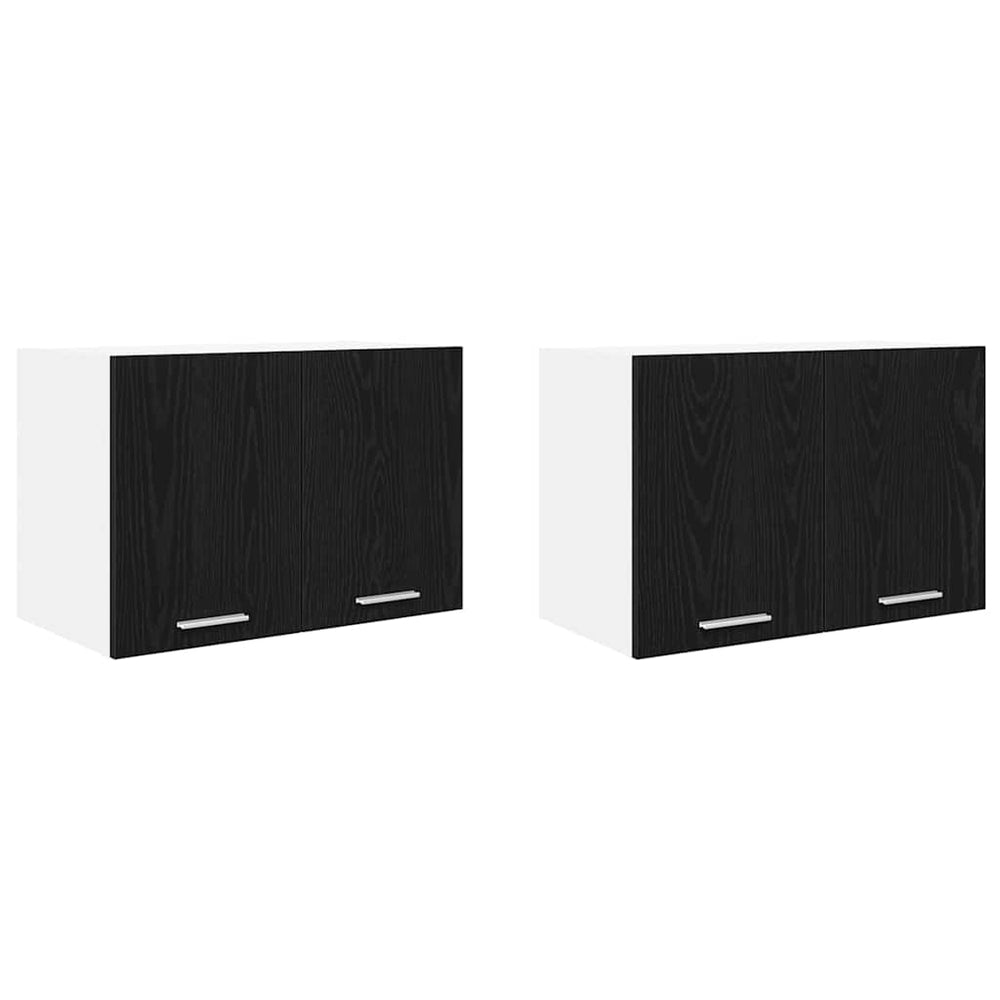 vidaXL Wall Cabinets 2 pcs Black Oak and White 60 x 31 x 40 cm