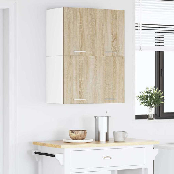 vidaXL Wall Cabinets 2 pcs Sonoma Oak and White 60 x 31 x 40 cm