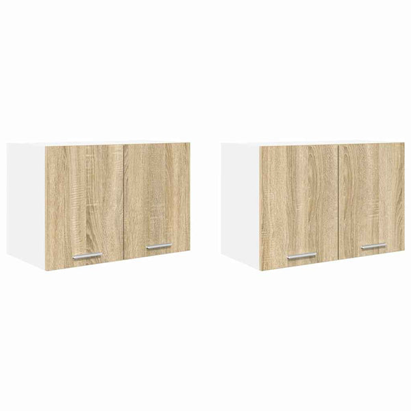 vidaXL Wall Cabinets 2 pcs Sonoma Oak and White 60 x 31 x 40 cm
