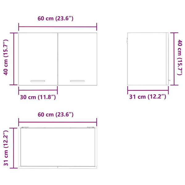 vidaXL Wall Cabinets 2 pcs Sonoma Oak and White 60 x 31 x 40 cm
