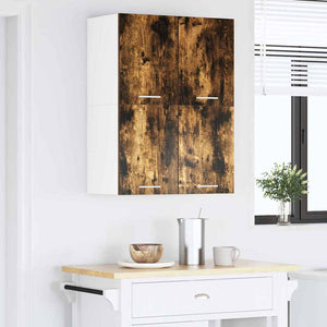 vidaXL Wall Cabinets 2 pcs Smoked Oak and White 60 x 31 x 40 cm