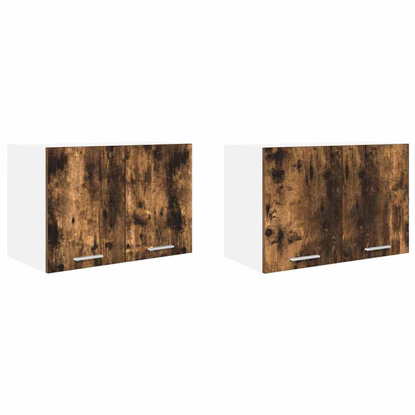 vidaXL Wall Cabinets 2 pcs Smoked Oak and White 60 x 31 x 40 cm