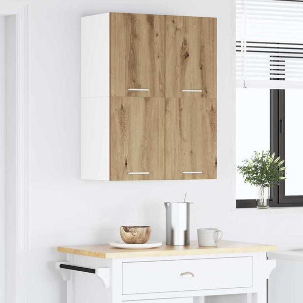 vidaXL Wall Cabinet 2 pcs Artisan Oak and White 60 x 31 x 40 cm
