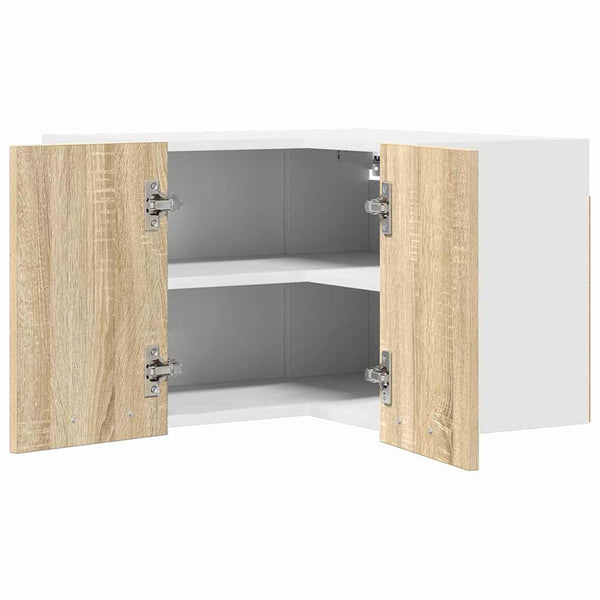 vidaXL Wall Cabinet with Storage Sonoma Oak and White 57 x 57 x 40 cm