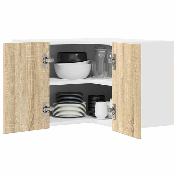 vidaXL Wall Cabinet with Storage Sonoma Oak and White 57 x 57 x 40 cm