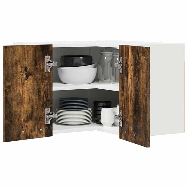 vidaXL Wall Cabinet Smoked Oak and White 57 x 57 x 40 cm