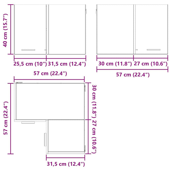 vidaXL Wall Cabinet Smoked Oak and White 57 x 57 x 40 cm