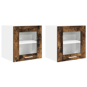 vidaXL Wall Cabinets with Door 2 pcs Smoked Oak 40 x 31 x 40 cm