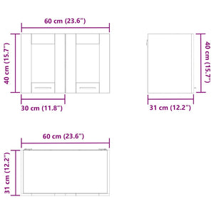 vidaXL Wall Cabinet Smoked Oak 60 x 31 x 40 cm Engineered Wood