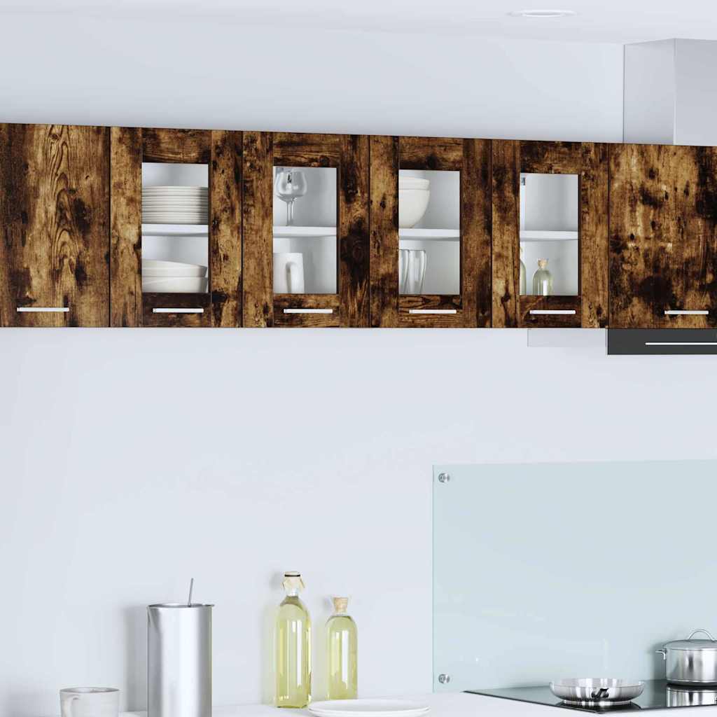 vidaXL Wall Cabinet with Door 2 pcs Smoked Oak 60 x 31 x 40 cm