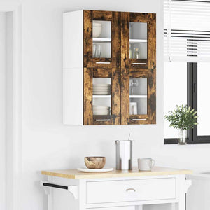 vidaXL Wall Cabinet with Door 2 pcs Smoked Oak 60 x 31 x 40 cm